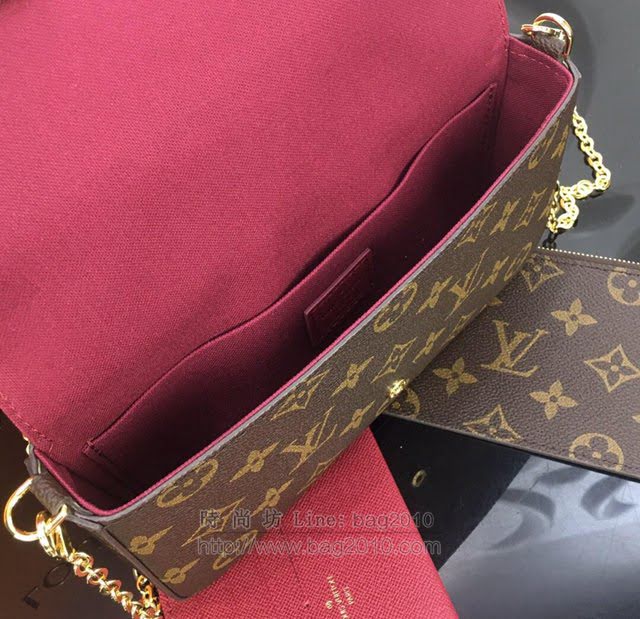 LV女包 N63032 Pochette Felicie手袋 路易威登鏈條斜挎女包  LV女單肩包 LV老花包  ydh2955